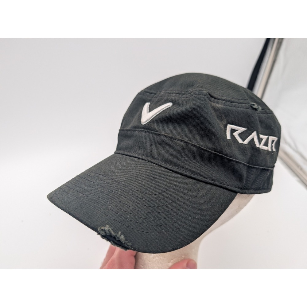 Callaway Golf RAZR Black Military Cadet Hat Distressed Odyssey Adjustable Cap